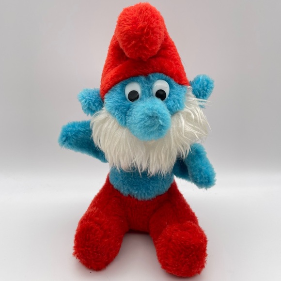 Vintage 1981 Papa Smurf Stuffed animal plush soft toy doll Peyo Wallace Berrie - Picture 1 of 10
